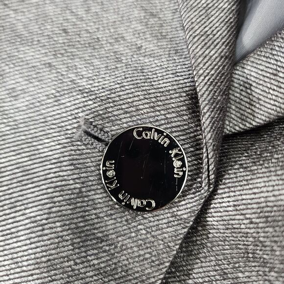 Calvin Klein Womens Blazer Jacket Size 14 1 Button Gray Lined Polyester Rayon - Picture 7 of 12